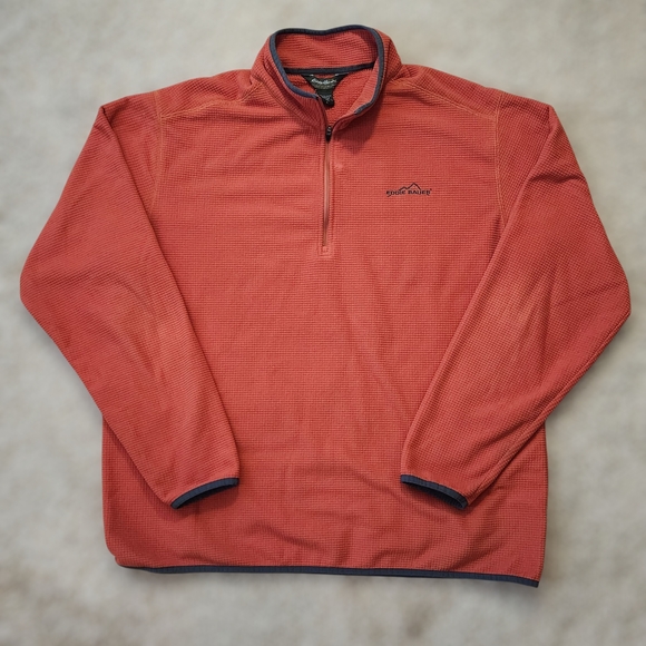Eddie Bauer Other - Eddie Bauer Men's XL Tall Quarter-Zip Fleece Pullover Waffle Knit Orange/Rust